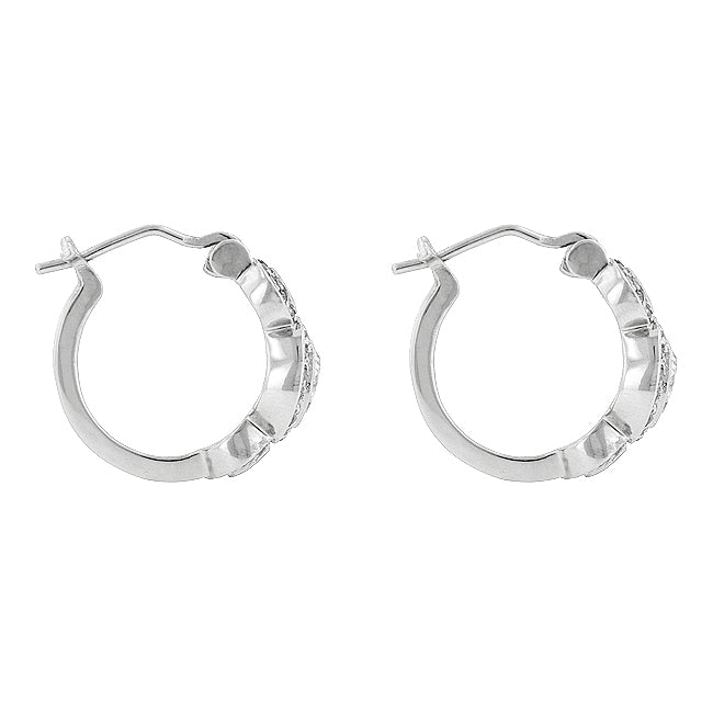 Silvertone Round Cubic Zirconia Halo Hoop Earrings