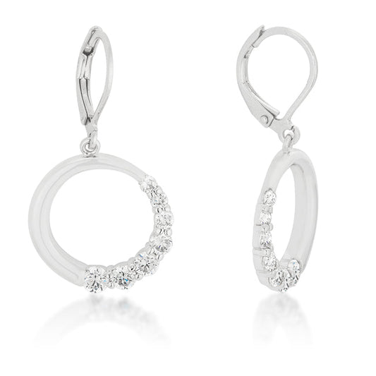 Silvertone Graduated Cubic Zirconia Circle Dangling Earrings