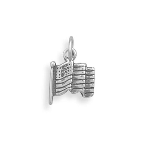 Sterling Silver Small Oxidized American Flag Charm