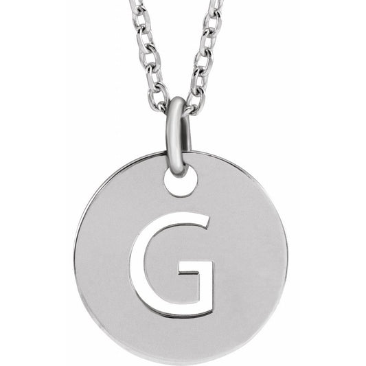 Authentic 925 Silver 0.39" Initial G Disc Letter Adjustable 16-18" Necklace