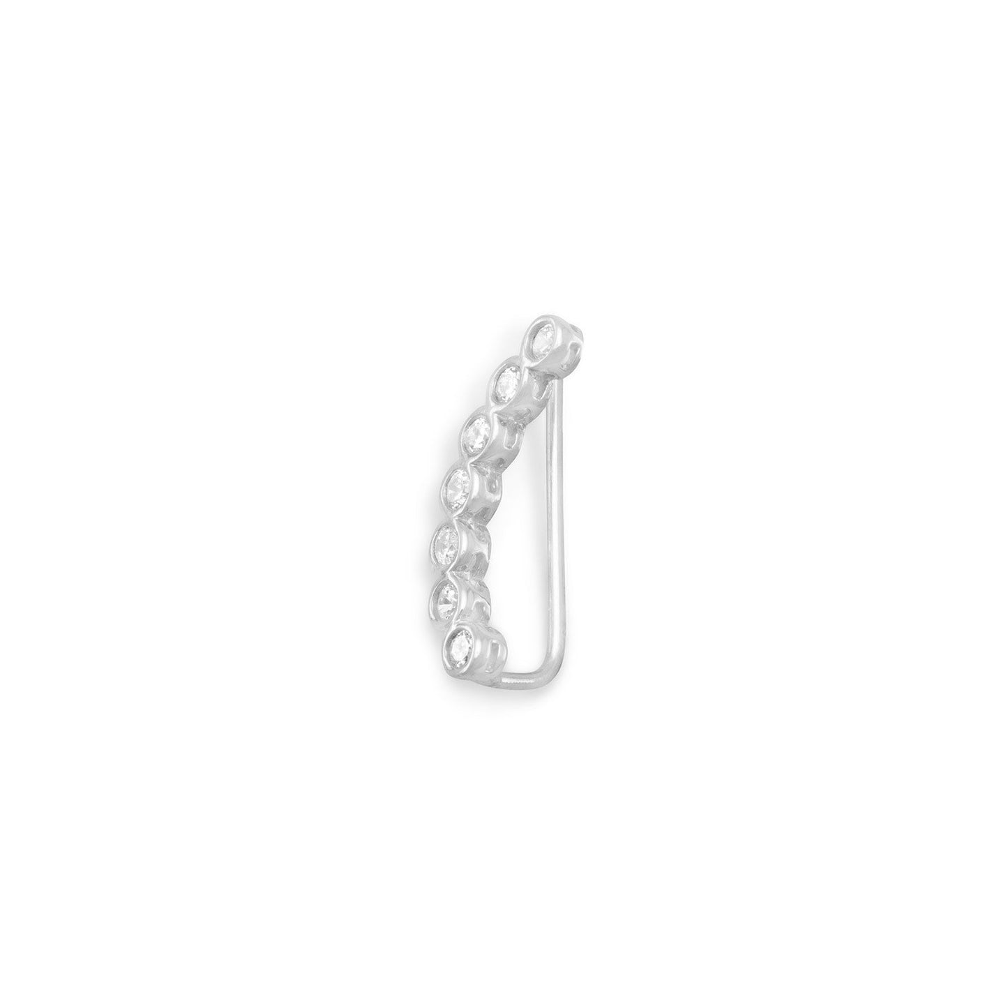 Sterling Silver Bezel-set Cubic Zirconia Ear Climbers