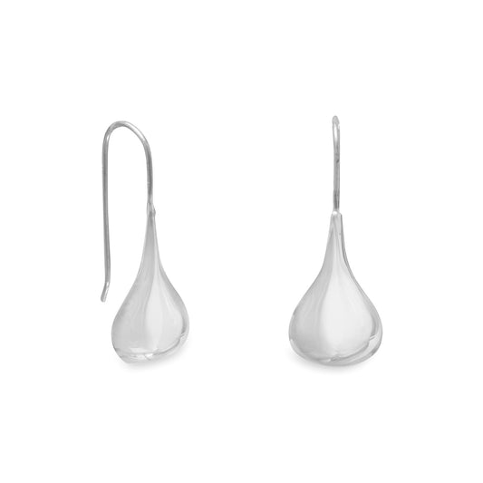 Sterling Silver Polished Raindrop Hook Earrings