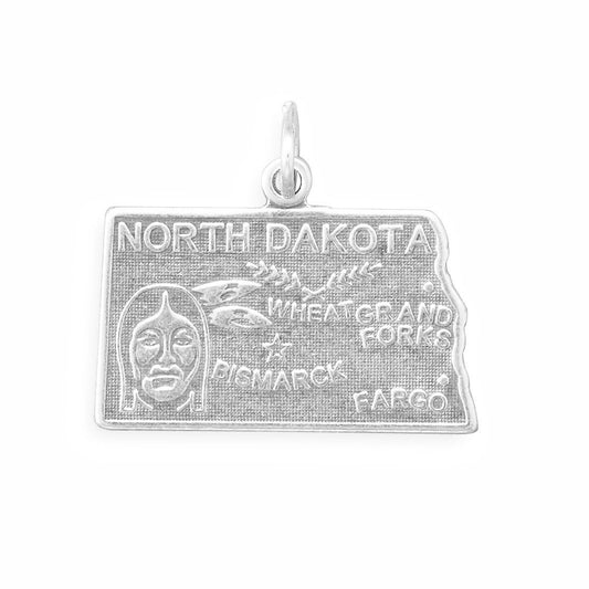 Authentic 925 Sterling Silver North Dakota State Women's Charm for Bracelet or Necklace