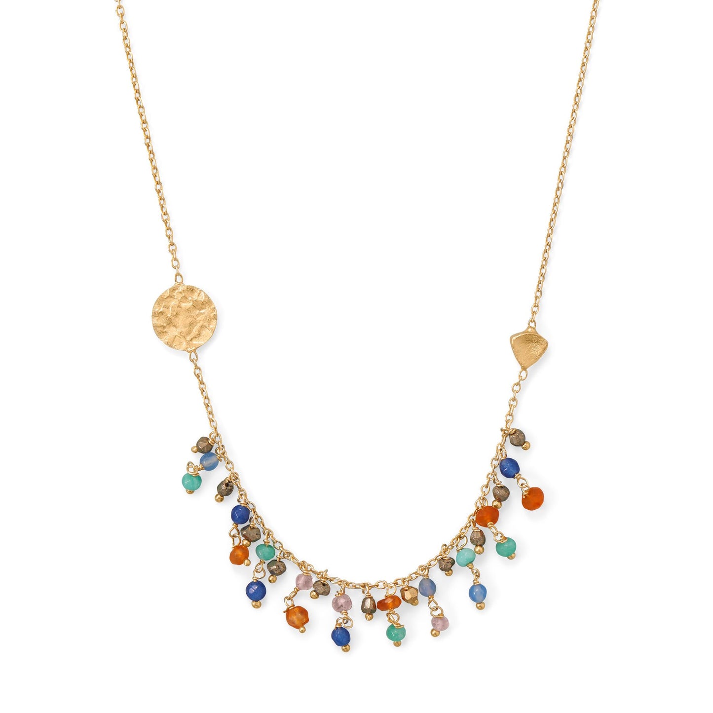 14k Yellow Gold-Plated Sterling Silver Multi-Stone Fringe Necklace