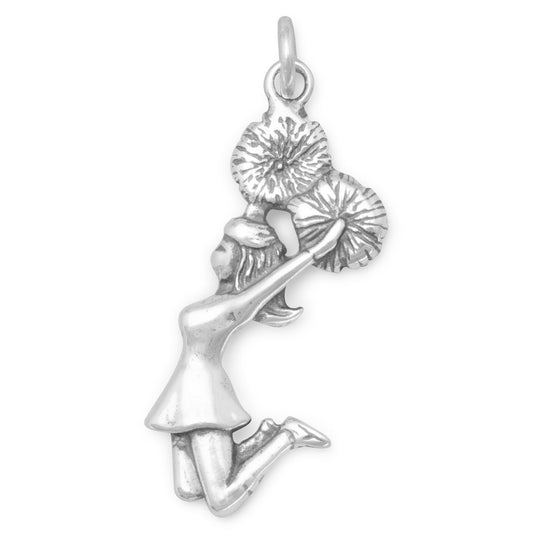 Authentic 925 Sterling Silver Cheerleader Women's Charm for Bracelet or Necklace