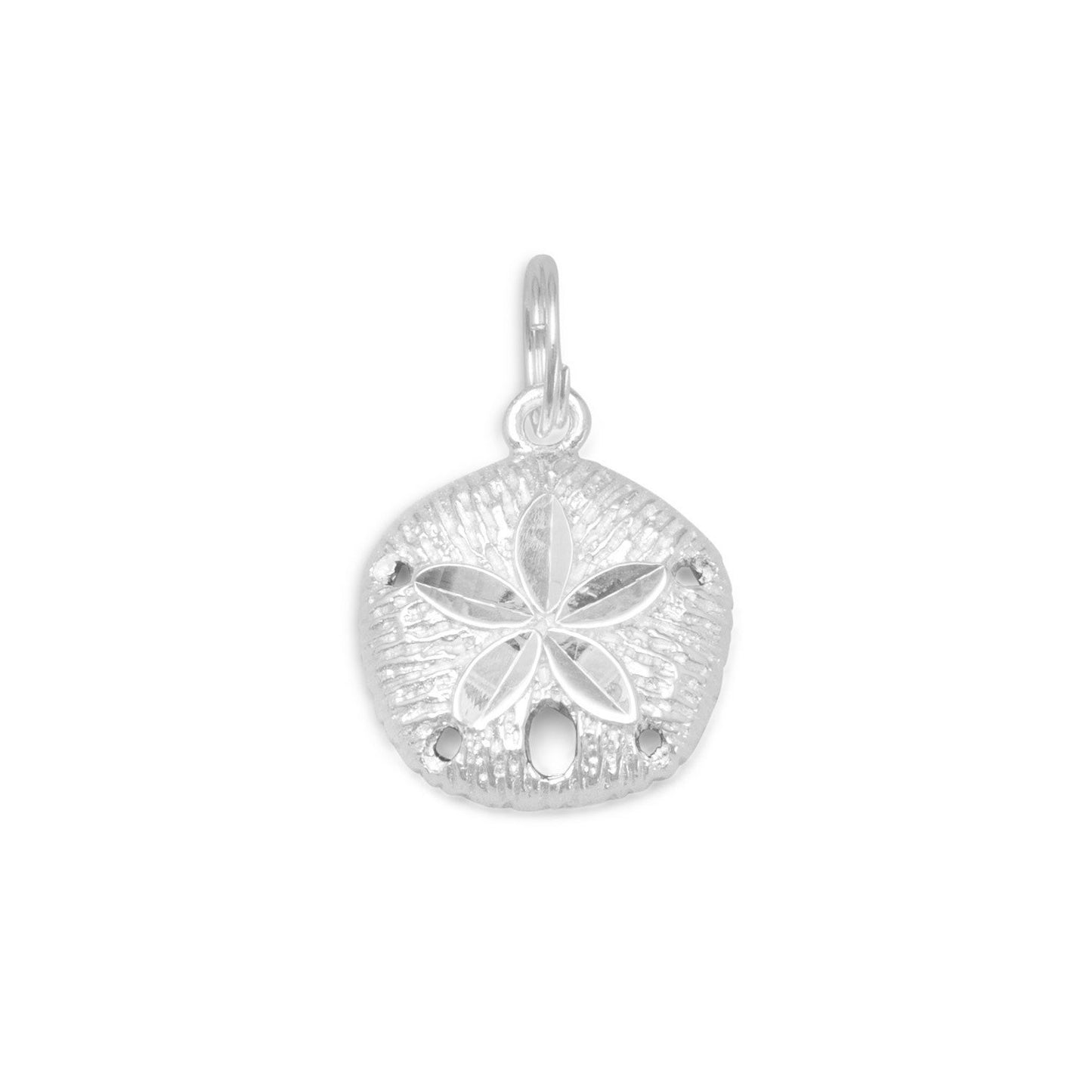 Authentic 925 Sterling Silver Diamond Cut Sand Dollar Women's Charm for Bracelet or Necklace