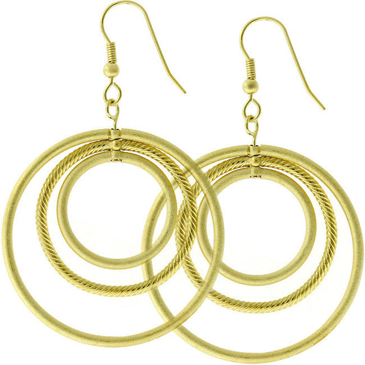 Goldtone Concentric Circle Dangling Earrings