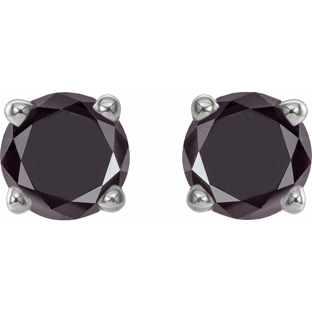 14k White Gold 1/2 CTW Natural Black Diamond Stud Earrings