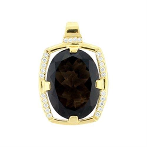 Gold 925 Sterling Silver Pendant with AAA Grade CZ  in Smoky Topaz