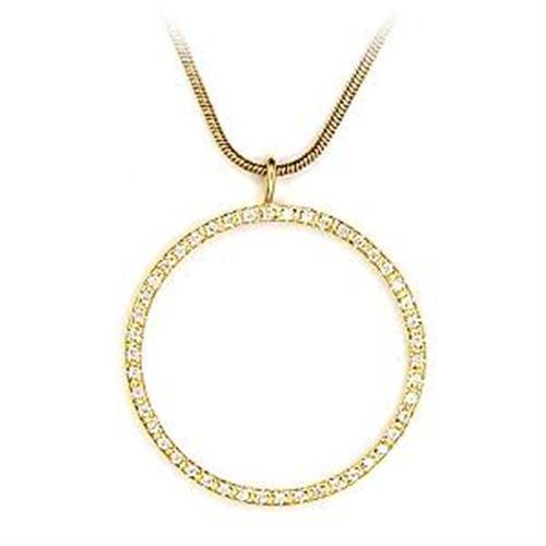 Gold 925 Sterling Silver Pendant with AAA Grade CZ  in Clear