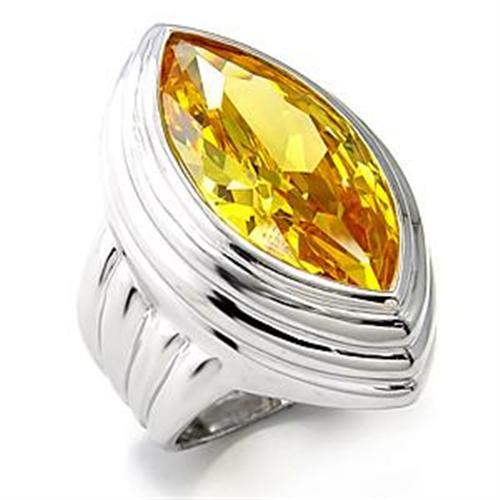 Rhodium 925 Sterling Silver Ring with AAA Grade CZ  in Topaz