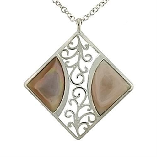High Polished 925 Sterling Silver Chain Pendant with Precious Stone Conch in Rose