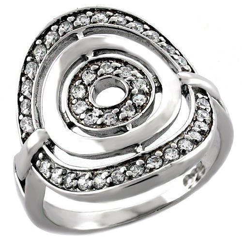 Rhodium 925 Sterling Silver Ring with AAA Grade CZ  in Clear