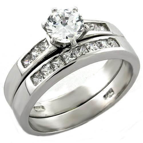 Rhodium 925 Sterling Silver Ring with AAA Grade CZ  in Clear