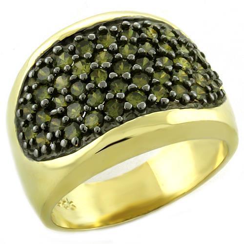 Gold 925 Sterling Silver Ring with AAA Grade CZ  in Peridot