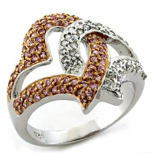 Rose Gold 925 Sterling Silver Ring with AAA Grade CZ  in Rose