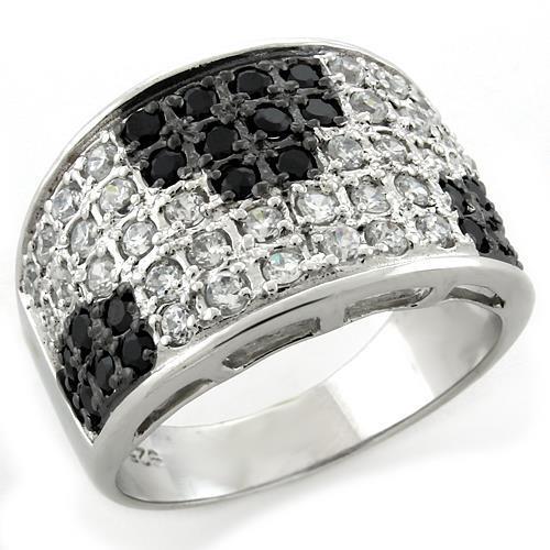 IP Black(Ion Plating) 925 Sterling Silver Ring with AAA Grade CZ  in Jet
