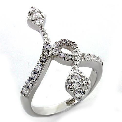 High Polished 925 Sterling Silver Ring with AAA Grade CZ  in Clear