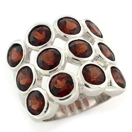 High Polished 925 Sterling Silver Ring with Semi Precious Spinel in Garnet