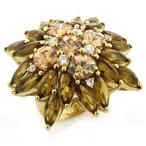 Gold 925 Sterling Silver Ring with AAA Grade CZ  in Multi Color