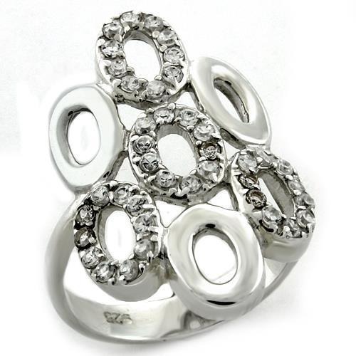 High Polished 925 Sterling Silver Ring with AAA Grade CZ  in Clear