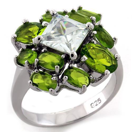 Rhodium 925 Sterling Silver Ring with AAA Grade CZ  in Clear