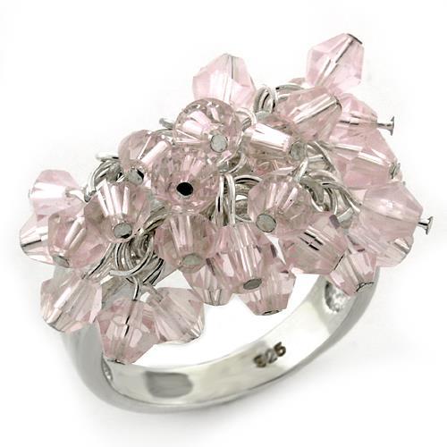 High Polished 925 Sterling Silver Ring with Synthetic Acrylic in Light Rose