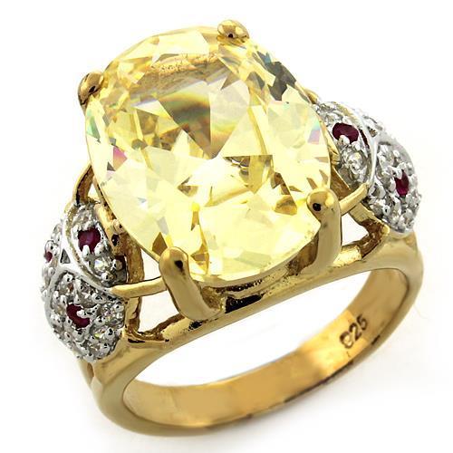 Gold 925 Sterling Silver Ring with AAA Grade CZ  in Citrine