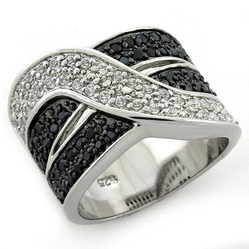 Special Color 925 Sterling Silver Ring with AAA Grade CZ  in Jet