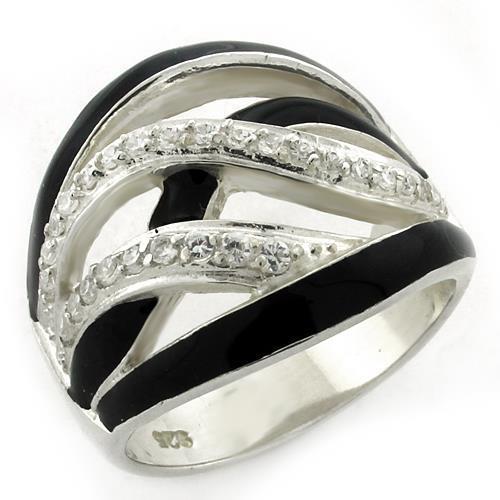 High Polished 925 Sterling Silver Ring with AAA Grade CZ  in Clear