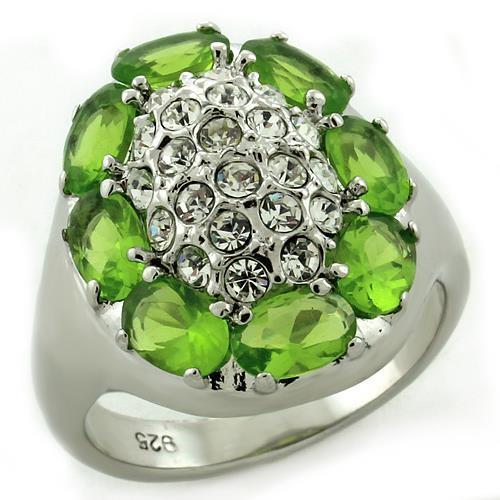 High Polished 925 Sterling Silver Ring with AAA Grade CZ  in Clear