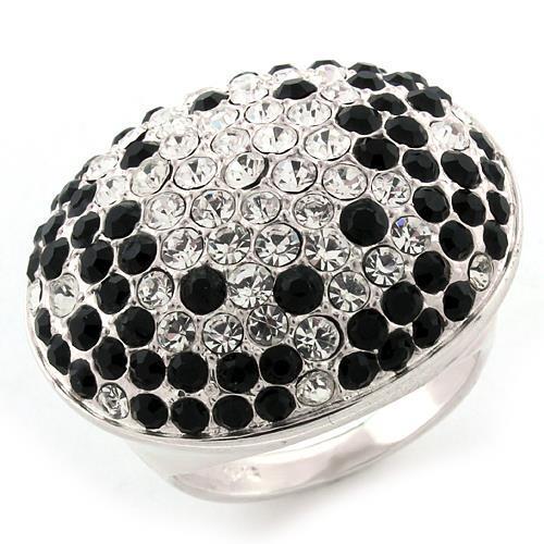 High Polished 925 Sterling Silver Ring with Top Grade Crystal  in Multi Color