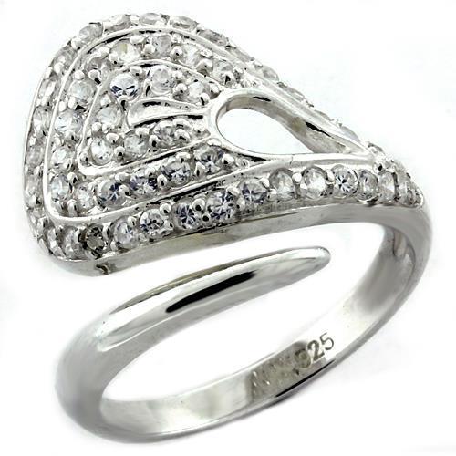 High Polished 925 Sterling Silver Ring with AAA Grade CZ  in Clear