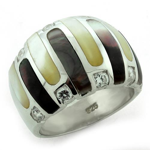 High Polished 925 Sterling Silver Ring with Precious Stone Conch in Multi Color