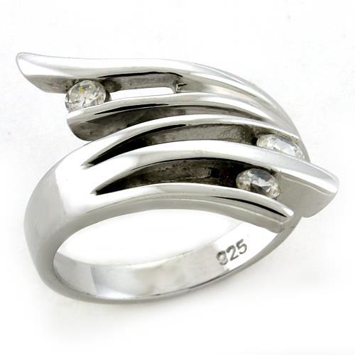 Rhodium 925 Sterling Silver Ring with Top Grade Crystal  in Clear