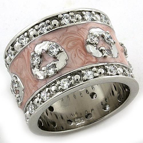 Rhodium 925 Sterling Silver Ring with AAA Grade CZ  in Clear