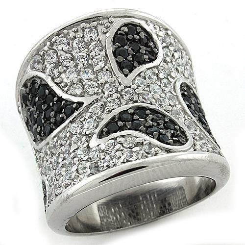 Reverse Two-Tone 925 Sterling Silver Ring with AAA Grade CZ in Multi Color