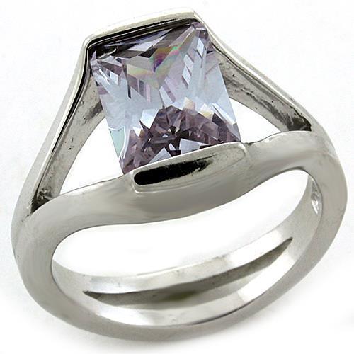 Rhodium 925 Sterling Silver Ring with AAA Grade CZ  in Amethyst