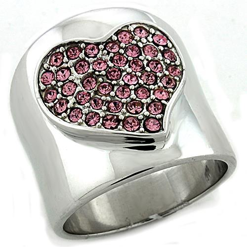 Rhodium 925 Sterling Silver Ring with Top Grade Crystal  in Rose