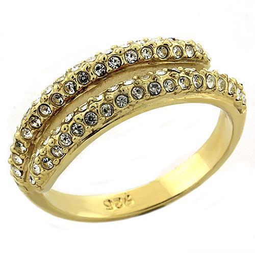 Gold 925 Sterling Silver Ring with AAA Grade CZ  in Clear