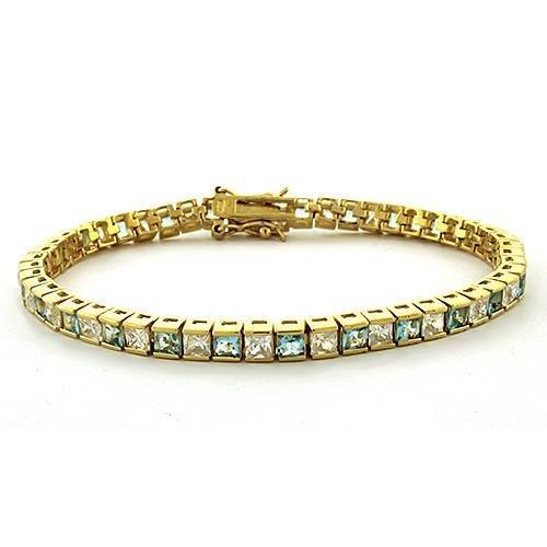 Gold 925 Sterling Silver Bracelet with AAA Grade CZ  in Clear