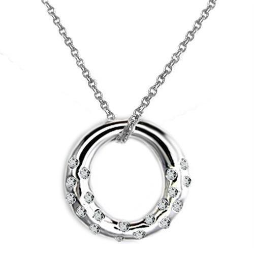 High polished (no plating) 925 Sterling Silver Chain Pendant with AAA Grade CZ  in Clear