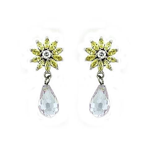 Rhodium 925 Sterling Silver Earrings with AAA Grade CZ  in Multi Color