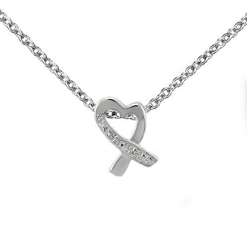 High polished (no plating) 925 Sterling Silver Chain Pendant with AAA Grade CZ  in Clear