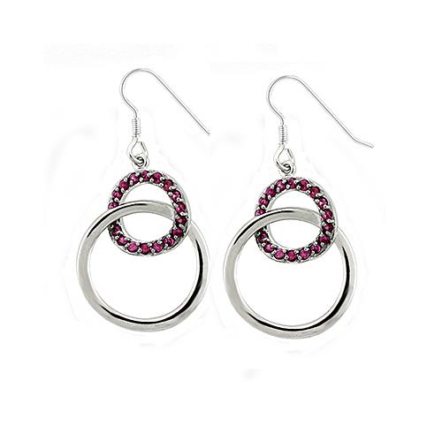 Rhodium 925 Sterling Silver Earrings with AAA Grade CZ  in Siam