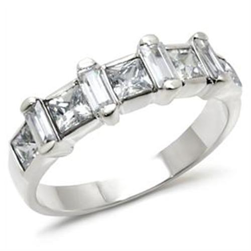 High Polished 925 Sterling Silver Ring with AAA Grade CZ  in Clear
