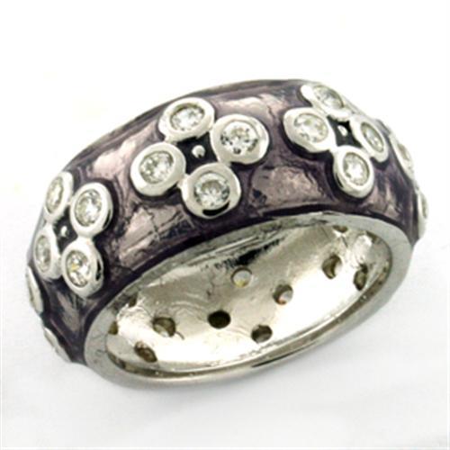 Rhodium 925 Sterling Silver Ring with Epoxy  in Light Amethyst