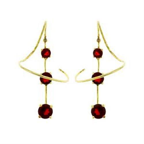 Gold 925 Sterling Silver Earrings with AAA Grade CZ  in Ruby