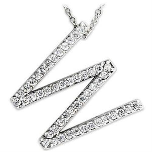 Rhodium 925 Sterling Silver Pendant with AAA Grade CZ  in Clear