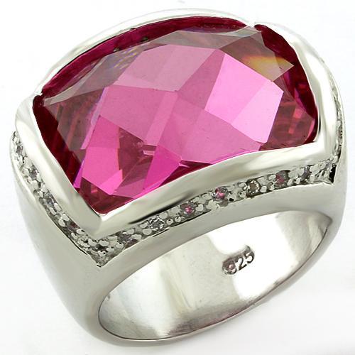 Rhodium 925 Sterling Silver Ring with AAA Grade CZ  in Rose